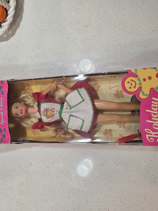 Other - Holiday Gingerbread Dress Doll - Blonde in White & Red Outfit